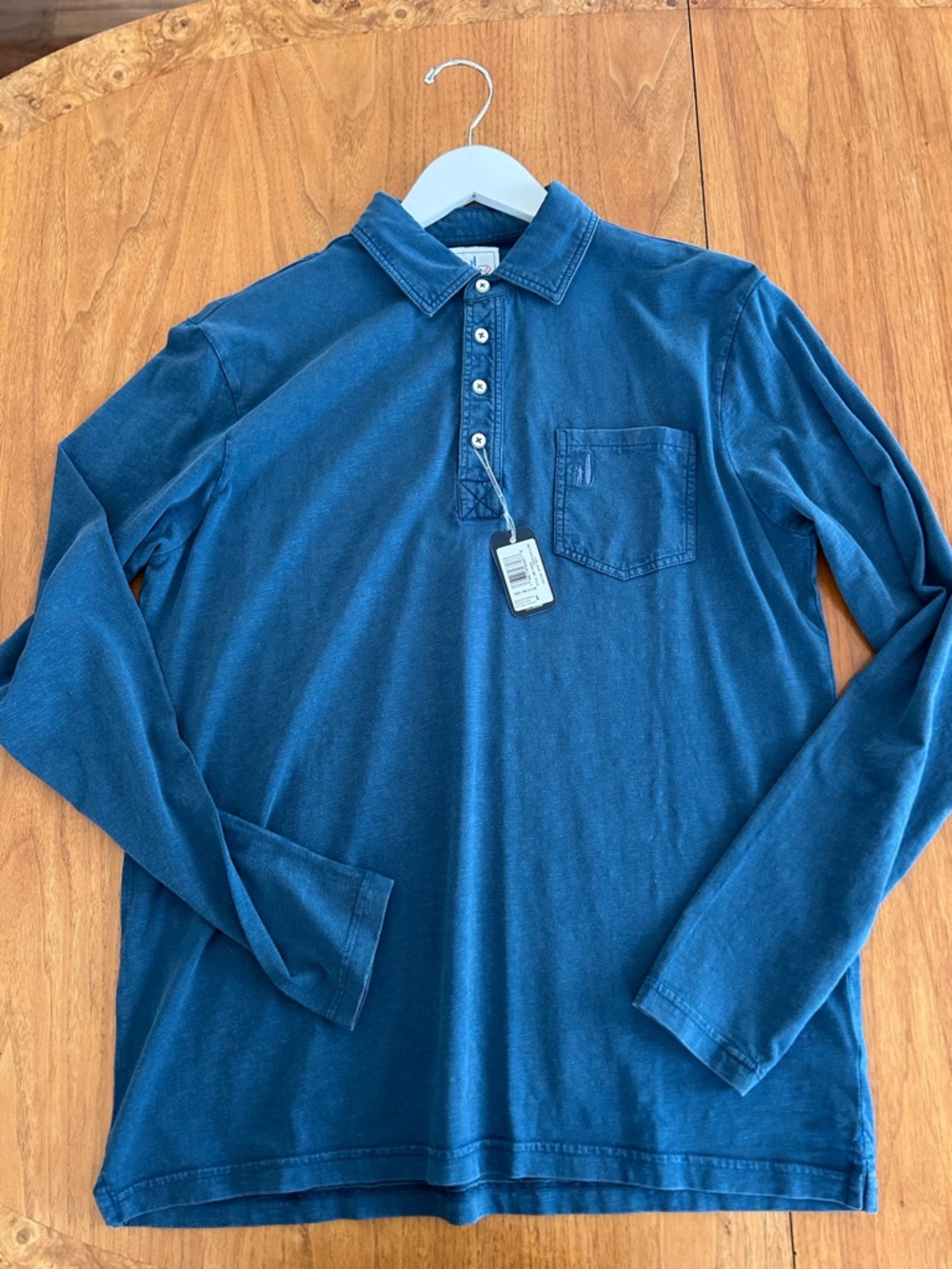 johnnie-O Long Sleeve Polo in Blue